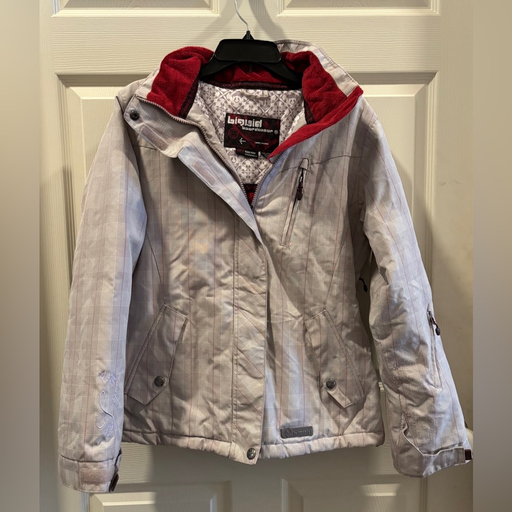Liquid Boardwear Venture Snowboarding Jacket Tan/Red Plaid size Medium